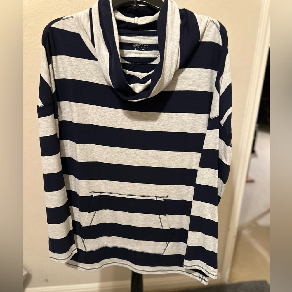 Calvin Klein Criss Cross‎ Wrap Striped Cowl Neck. Size X-Large. NWOT